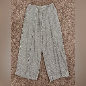 Black and White Striped Wide Leg Pants